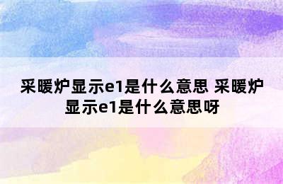 采暖炉显示e1是什么意思 采暖炉显示e1是什么意思呀